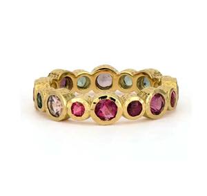 Уникальный Модный комплект ювелирных изделий Milskye, 925 серебряных 18-каратных золотых ободков, смешанных турмалиновых колец вечности - Product Image 1