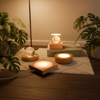 Base de lampe de nuit LED 3D carrée en bois avec contrôle tactile, lumière blanche chaude, alimentation USB, lampe en bois pour la décoration de la maison
