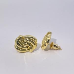 Boucles d'oreilles en laiton plaqué or vintage classiques à la mode torsadées élégantes françaises texturées pour femmes Tianyu Gems - Product Image 3