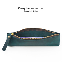 Sac porte-crayon personnalisé avec fermeture éclair en cuir style tendance avec motif de fil