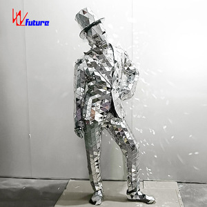Vêtements de performance miroir argenté pour DJ Club Party Discothèques Costumes pour costumes de travail Stilt Walker Ballet Style pour scène - Product Image 1