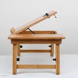 Table pliante pour ordinateur portable Samexi en bambou, support trépied avec pieds réglables, design pliable pour ordinateurs portables - Product Image 5