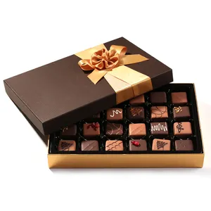 优雅设计方形圆形纸纸板圣诞礼品巧克力盒，带盖精美巧克力包装盒