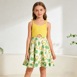定制印花女童新款时尚吊带连衣裙夏季一件式精品磨毛奶丝连衣裙儿童服装 - Product Image 6