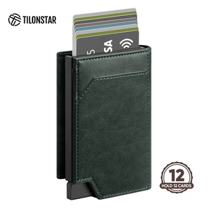 TILONSTAR TVC505 Fabricant OEM Porte-cartes de visite personnalisé Pop Up Porte-cartes de crédit en cuir avec porte-monnaie - Product Image 1