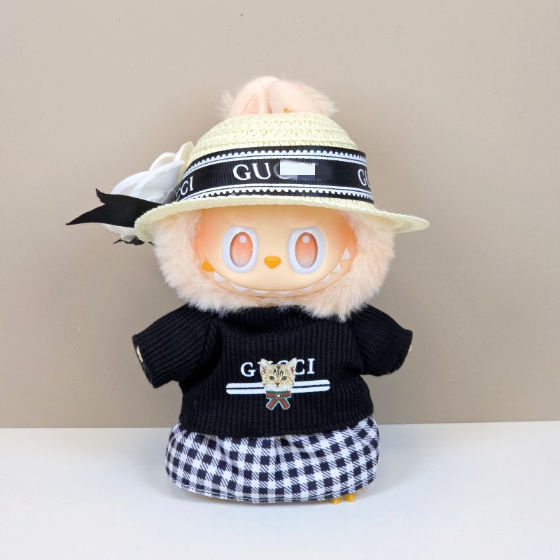 Lbb-g famille chapeau de paille pull noir (paille chapeau pull jupe)