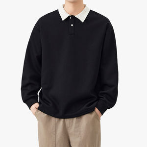 Camiseta Polo de Manga Larga Retro Personalizable, Estilo Holgado de Dos Piezas, Sudadera Moderna para Hombre, Prenda Superior de Moda Masculina - Product Image 1