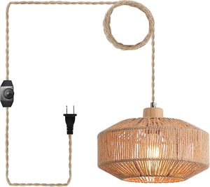 Lampe suspendue tissée côtière avec abat-jour <span class=keywords><strong>en</strong></span> corde de chanvre fait à la main interrupteur à intensité variable panier naturel lampe suspendue pour décor - Product Image 1