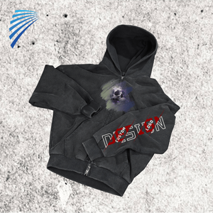 Sudadera con capucha de felpa lavada de invierno para hombre con patrón de letras impresas digitales Sudadera con capucha ecológica transpirable - Product Image 1