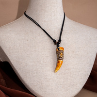 Promotion : Colliers ethniques unisexes ajustables avec pendentifs dents de requin en ivoire, bijoux punk rétro, cadeaux pour femmes