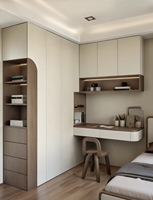 Armoire intégrée en bois massif sur mesure, coiffeuse et meuble de rangement tout-en-un pour chambre à coucher, plusieurs couleurs au choix