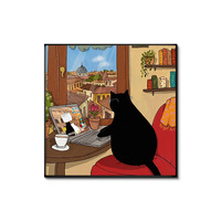 Tableaux muraux décoratifs rétro de chats de dessins animés pour la décoration de cafés, pâtisseries et boulangeries