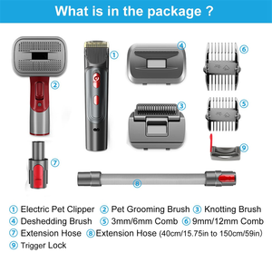 Kit de fixation de toilettage pour <span class=keywords><strong>chien</strong></span> pour aspirateur s V7 V8 V10 V11 V12 <span class=keywords><strong>V15</strong></span> Tondeuses à cheveux pour animaux de compagnie avec fixation de brosses à démêler - Product Image 2