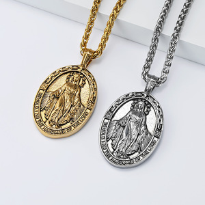 Collar de la Virgen María de estilo clásico y único, para hombre, estilo hip-hop, arte callejero, retro, nicho, cadena protectora para suéter - Product Image 2