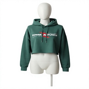 POWER PUNCH Sweat-shirts à capuche Streetwear 500 g/m² avec badge sur le devant, impression sérigraphique personnalisée, en coton et polyester, coupe ample et épaisse pour femme - Product Image 1