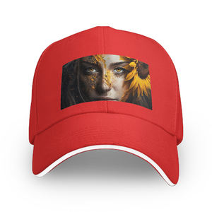 Image personnalisée Casquette de baseball de luxe à 5 panneaux en velours à bord incurvé Style sportif américain à la mode Lettre imprimée Caoutchouc Couvre-chef sublimé - Product Image 4