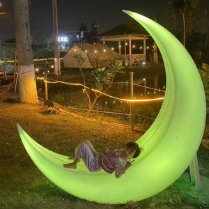 Motivo a Led decorativo paesaggio esterno luce Dia 128cm mezza <span class=keywords><strong>luna</strong></span> e stella illuminazione a mezzaluna RGB Led luce d'atmosfera - Product Image 5