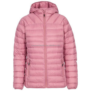 RDS Custom Apparel Manufacturer Polyester Matte <strong>Women's</strong> Thin Ultra Light <strong>Packaway</strong> Winter Puffer Bomber Down <strong>Jacket</strong> with Hood - Product Image 1