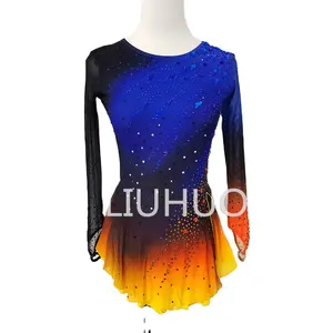LIUHUO Custom Figure Skating Dress Girls Teens Sky Blue Ice Skating Dresses Competition Ballroom Gym And Fitness Costumes Women