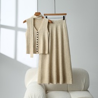 Ensemble robe pull trois pièces en crochet pour femme, style parfumé, inspiré des dramas coréens, idéal pour la fin de l'automne et l'hiver