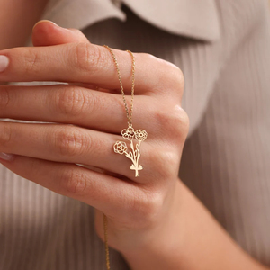 CYNYA Tendance Personnalisé Famille <span class=keywords><strong>Naissance</strong></span> Fleur Collier Multiple <span class=keywords><strong>Naissance</strong></span> Fleur Bouquet Collier Fête Des Mères <span class=keywords><strong>Cadeau</strong></span> - Product Image 3