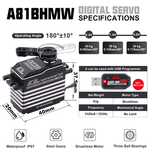 AGFRC มอเตอร์ทรงพลัง 25T 45KG แรงบิดสูง เกียร์เหล็ก 8.4V HV 3BB IP67 กันน้ำ ดิจิตอล โปรแกรมได้ รถบังคับวิทยุแบบไร้แปรงถ่าน หุ่นยนต์ - Product Image 1