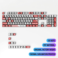Ensemble de 132 touches de jeu PBT, profil MDA, sublimation par transfert thermique, rouge, blanc, translucide, pour clavier mécanique, barre d'espace 6.25U