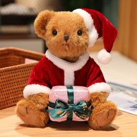 Ours en peluche doux et moelleux de Noël, poupée en peluche avec manteau rouge du Père Noël, jouet en peluche de Noël, souvenir de Noël, ornement, cadeau, ours en peluche