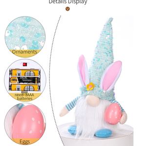 Muñecos de Rodolfo Iluminados para Pascua, Venta al por Mayor de DAMAI, con Sombreros de Lentejuelas Brillantes, Figuras de PVC sin Rostro, Brillantes, para Decoración de Mesa - Product Image 4