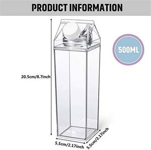 Nouveaux produits 2026, produits écologiques, bouteille d'eau en carton de lait carré en plastique, 500 ml - Product Image 4