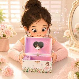 Elegante Joyero Musical para Niñas con Cajón, Figura Giratoria de Bailarina/Unicornio, Organizador de Joyas con Forro Suave para Niños - Product Image 4