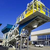 Station de mélange de béton mobile modulaire, station de mélange portable de type remorque, avec un silo à ciment pour les projets de construction