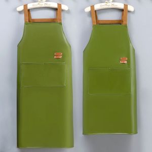 Tablier en cuir PU, imperméable et résistant à l'huile, adapté à la cuisine et à la maison, ceinture longue pour homme, tenue de travail, restauration - Product Image 3