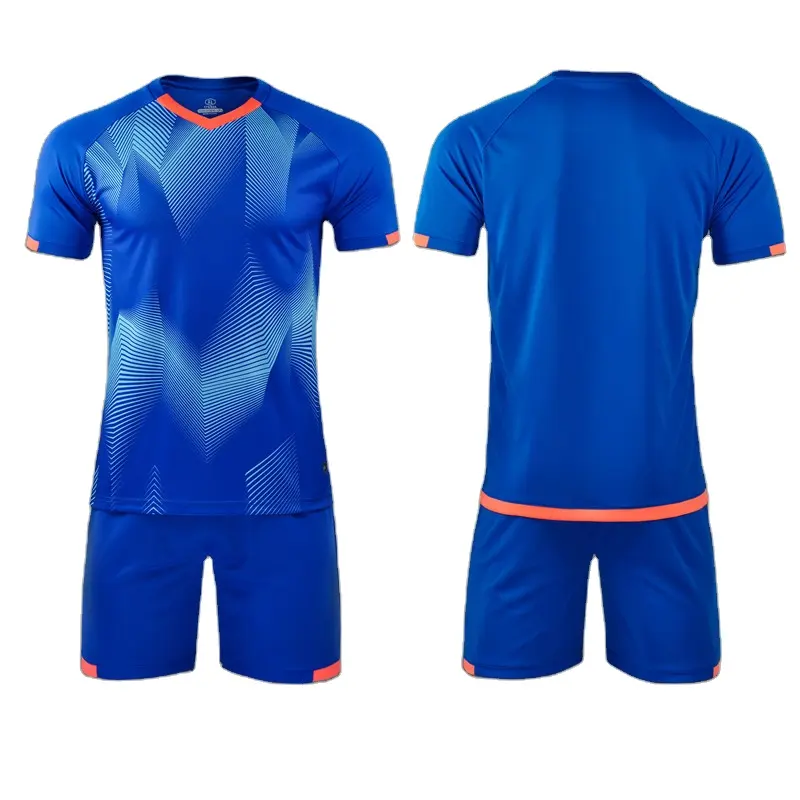 JFC Thể Thao Mặc Tùy Chỉnh Thăng Hoa In Ấn Bóng Đá Jersey Blue Set Cho Trường Bóng Đá Jerseys