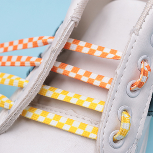 Cordones Planos Personalizados de 8mm con Diseño a Cuadros de Dos Tonos para Calzado Deportivo Casual y Zapatos de Skateboard - Product Image 3