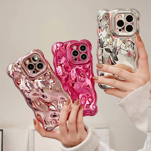 Sang Trọng <span class=keywords><strong>3D</strong></span> Electroplated Thiên Thạch Mô Hình Điện Thoại Trường Hợp Đối Với iPhone 13 14 15 16 17 Pro Max Glossy Laser Chống Sốc Bumper Mềm Bìa - Product Image 2