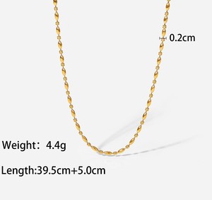 Vershal VSB-20 acciaio inossidabile placcato <span class=keywords><strong>oro</strong></span> 18K minimalista Vintage a forma di grani di riso a maglia collana a catena - Product Image 6