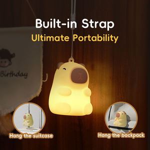 Mini Cute Capybara <b>LED</b> Silicone Night <b>Light</b> colorful RGB <b>usb</b> rechargeable bedroom lamp for Kids Room with pendant - Product Image 6