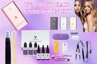 Kit de Pose d'Extensions Capillaires Adhésives Iniceviolet V Light Invisible, Machine-Outil Connecteur V-Light pour Cheveux Humains Indiens