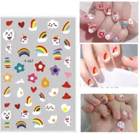 Autocollants pour ongles à motif d'animaux mignons, autocollants pour manucure 3D, autocollants pour ongles à fleurs