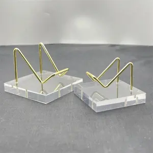 Transparent Acrylic With Metal Frame Display Stand Ore Crystal Mineral Specimen Rough Stone Stand