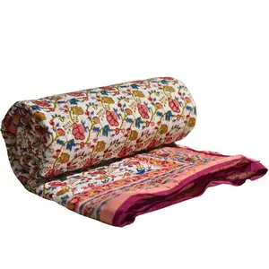 Mới Hợp Thời Trang Handblocked In Kantha Quilt Ném Tay Khâu Kantha Chăn Ném Kantha Quilt Cho Phòng Trang Trí Nội Thất