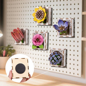 Handmade 3D Stereo Refrigerator Stickers Creative DIY Assembly Model with Wood Floral Decorations Puzzle-like Puzzle for Kids - Product Image 5