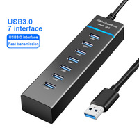 Hub USB 3.0 de 7 Puertos, Super Velocidad, Transferencia de Datos de 5 Gbps, con Cable de 0.3 m para Computadora Portátil, PC, Impresora, Escáner, Disco Duro Externo, en Existencia