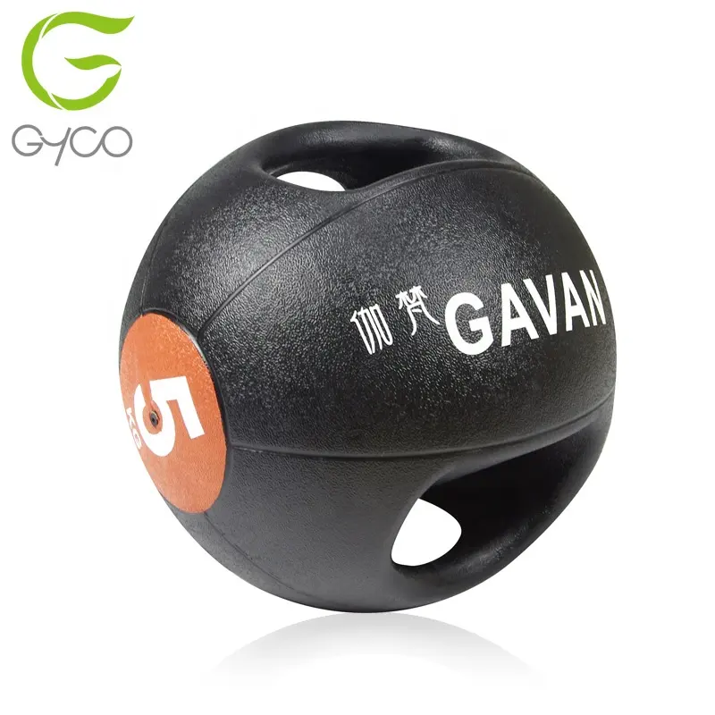 2LB eco-friendly binaural rubber medicine ball with double handle weight ball