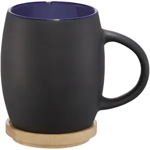 Tasse en céramique en forme de cœur avec couvercle en bois, pour la vente au détail - Product Image 3