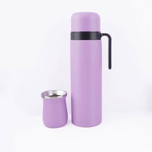 Buen aislamiento 1L + 180ml 304 18/8 Acero inoxidable <span class=keywords><strong>Yerba</strong></span> Mate Cup y juego de botellas de vacío Botella de agua de viaje - Product Image 6