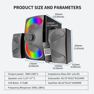 Haut-parleurs audio domestiques professionnels multimédias 2.1 de haute qualité avec télécommande et son puissant - Product Image 2