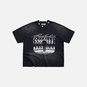 เสื้อยืดทรงบ็อกซี่สีดำลุควินเทจ The Loop ผ้าฝ้าย 100% ทรงโอเวอร์ไซส์ ลายกราฟิก สไตล์สตรีทแวร์ ลำลอง ใส่ได้ทั้งชายและหญิง - Product Image 1