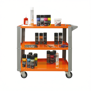 Carrito de metal naranja de 3 niveles con ruedas para almacenamiento de herramientas - Product Image 2